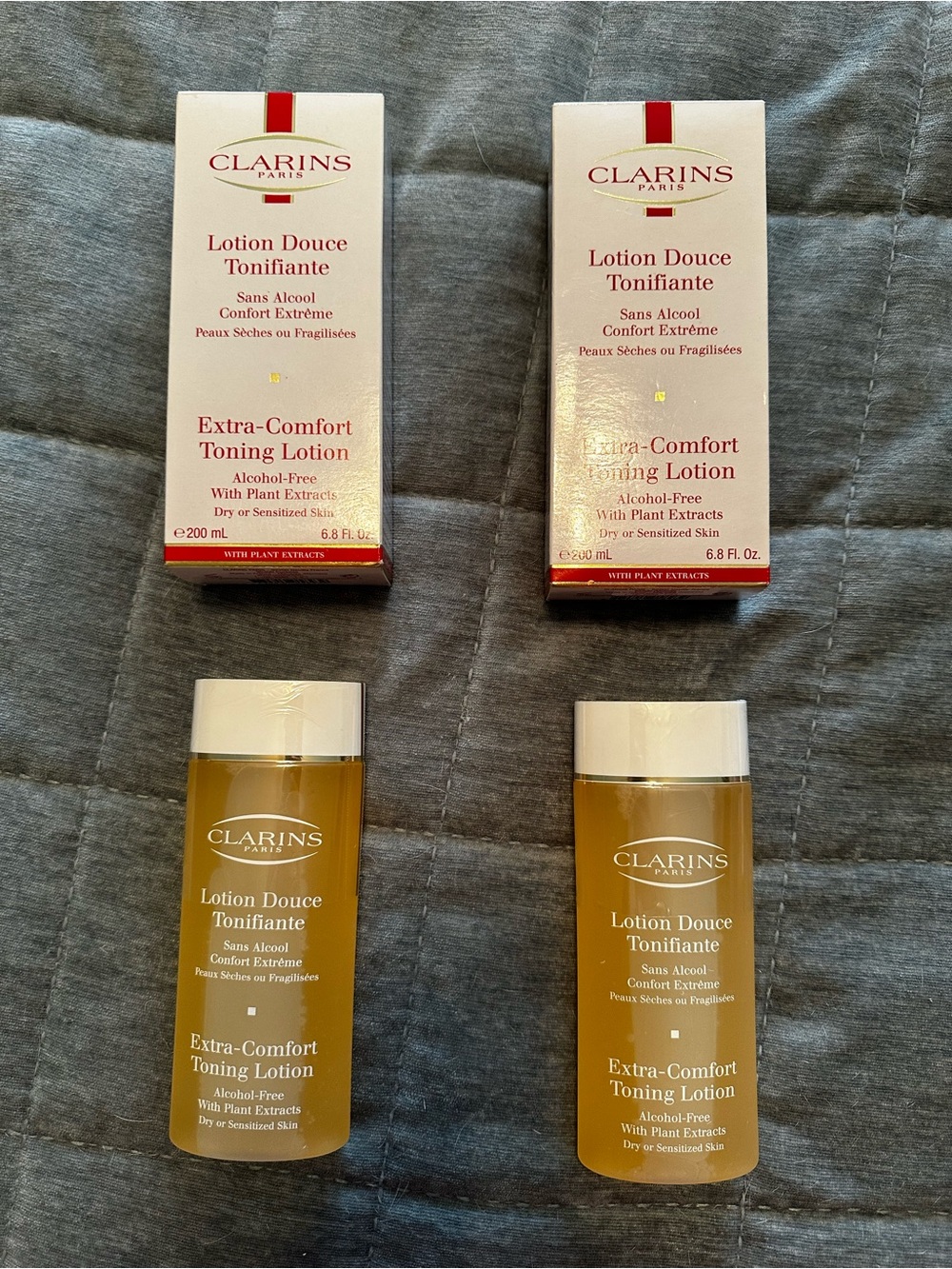 Clarins Extra-Comfort Toning Lotion — White and Yellow (2 full size NIB)